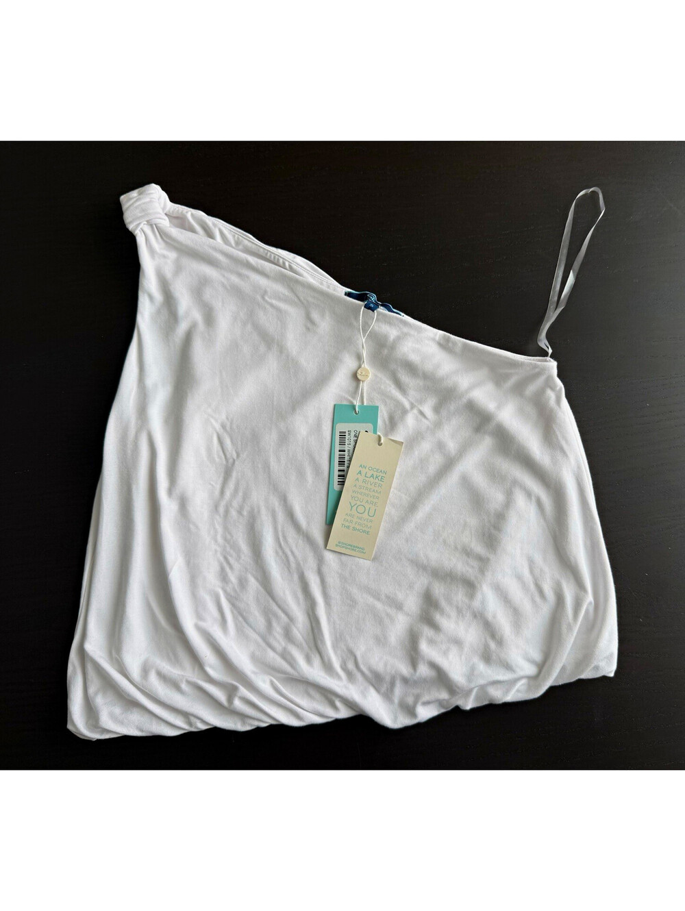 Shore NWT Womens One Shoulder Bubble Top White Small SW1015 Modal Blend Stretch